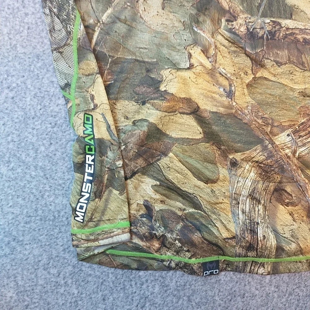Monster Camo Mens 2XL Performance T-Shirt Real Tree Camouflage Neon Green Mesh